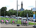 NS5666 : Nextbike Glasgow cycle hire point: Kelvingrove Art Gallery by Thomas Nugent