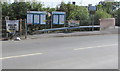 Information boards and direction sign outside Clarbeston Road railway station