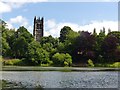 SJ6886 : Lymm Dam and St Mary the Virgin, Lymm by Dave Dunford