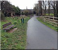 ST3390 : Bench and litterbin alongside a Caerleon path and cycleway by Jaggery