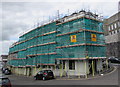 Scaffolding on Towy Works builders merchants premises, Carmarthen