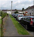 Pavement and cars, Heol-y-gaer, Clunderwen