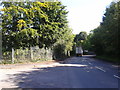 Road passing the entrance to what was once the station car park