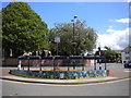 Village sign and mural in the Square, Keyworth