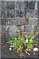 Benchmark on railway bridge, Bulkington Road