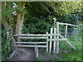 Stile on footpath making for Hurston Lane