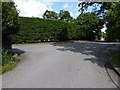 Junction of roads at north end of footpath from the downs