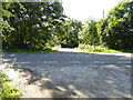 Looking across Storrington Road from bridleway