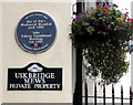 Mediaeval hospital blue plaque, Usk