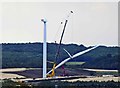 SE4206 : In failing light the wind turbine blades are installed by Steve  Fareham