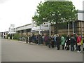 SP3271 : Hall 1, Stoneleigh Park, and the queue for the election count by Robin Stott
