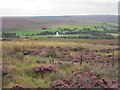 A distant steam train winds its way through the North Yorkshire Moors