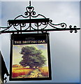 British Oak pub name sign and bracket, Stroud