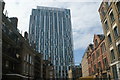 TQ3381 : View of Spitalfields Tower from Brune Street by Robert Lamb