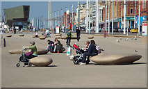 SD3035 : Giant pebbles as seats, Blackpool seafront by Robin Stott