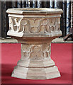TL6153 : St Mary, Weston Colville - Font by John Salmon