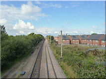 SD5613 : View North from railway bridge on Coppull Moor Lane by Gary Rogers