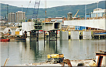 J3474 : Weir and cross-harbour bridges, Belfast - September 1993(2) by Albert Bridge