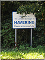 Havering Town sign on Nag