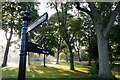 Sign post in Bank Park, Warrington