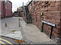 Water Tower Street and a bench mark