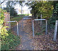 Metal frames across a footpath, Rogiet