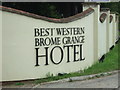 Sign on wall, Best Western Brome Grange Hotel