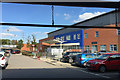 The view north from under the A&E deck, University Hospital, Walsgrave, Coventry