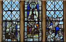 TL9361 : Hessett: St. Ethelbert's church: Medieval stained glass window in the north aisle by Michael Garlick