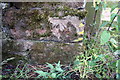 Benchmark on roadside wall opposite track to Low Abbey