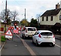 Queueing traffic on Aston Road, Shifnal