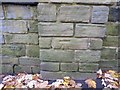 Faded benchmark on wall, Cardigan Rd, Leeds