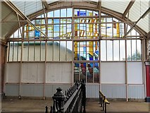 NZ3472 : Stained glass (west), Monkseaton Metro Station by Andrew Curtis