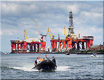 J3575 : RIB and rigs, Belfast by Rossographer
