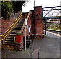 Steps up to Ludlow railway station footbridge