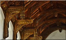 TM1058 : Earl Stonham, St. Mary's Church: The renowned hammerbeam roof 2 by Michael Garlick