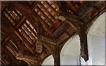 TM1058 : Earl Stonham, St. Mary's Church: The renowned hammerbeam roof 5 by Michael Garlick