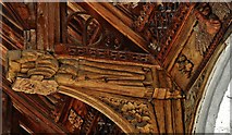 TM1058 : Earl Stonham, St. Mary's Church: The renowned hammerbeam roof 6 by Michael Garlick