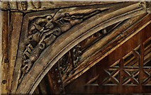 TM1058 : Earl Stonham, St. Mary's Church: Roof spandrel carving 3 by Michael Garlick