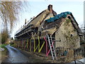 TL0484 : Thatching a cottage on Main Street, Barnwell by Richard Humphrey