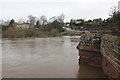 SJ4154 : The River Dee in flood at Farndon Bridge by Jeff Buck
