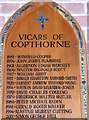 St John the Evangelist, Copthorne: incumbency board