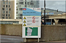 J3474 : Water safety notice, Queen's Quay, Belfast (January 2016) by Albert Bridge