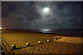 TV6299 : Moonlight over Eastbourne Beach by Ian S