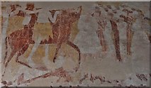 TQ2913 : Clayton; The Church of St. John the Baptist: c12th painting on the south wall by Michael Garlick