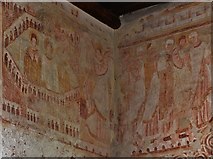 TQ2913 : Clayton; The Church of St. John the Baptist: c12th painting on the north wall by Michael Garlick