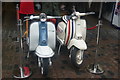 View of a pair of Lambrettas outside Modfather