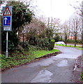 Road signs near the northern end of School Lane, Caerwent