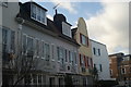 View of brightly coloured houses with shutters on Burnsall Street