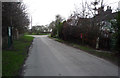 Road through Fraisthorpe showing position of Elizabeth II postbox